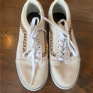 Vans Tan and Leopard Women's Sneakers